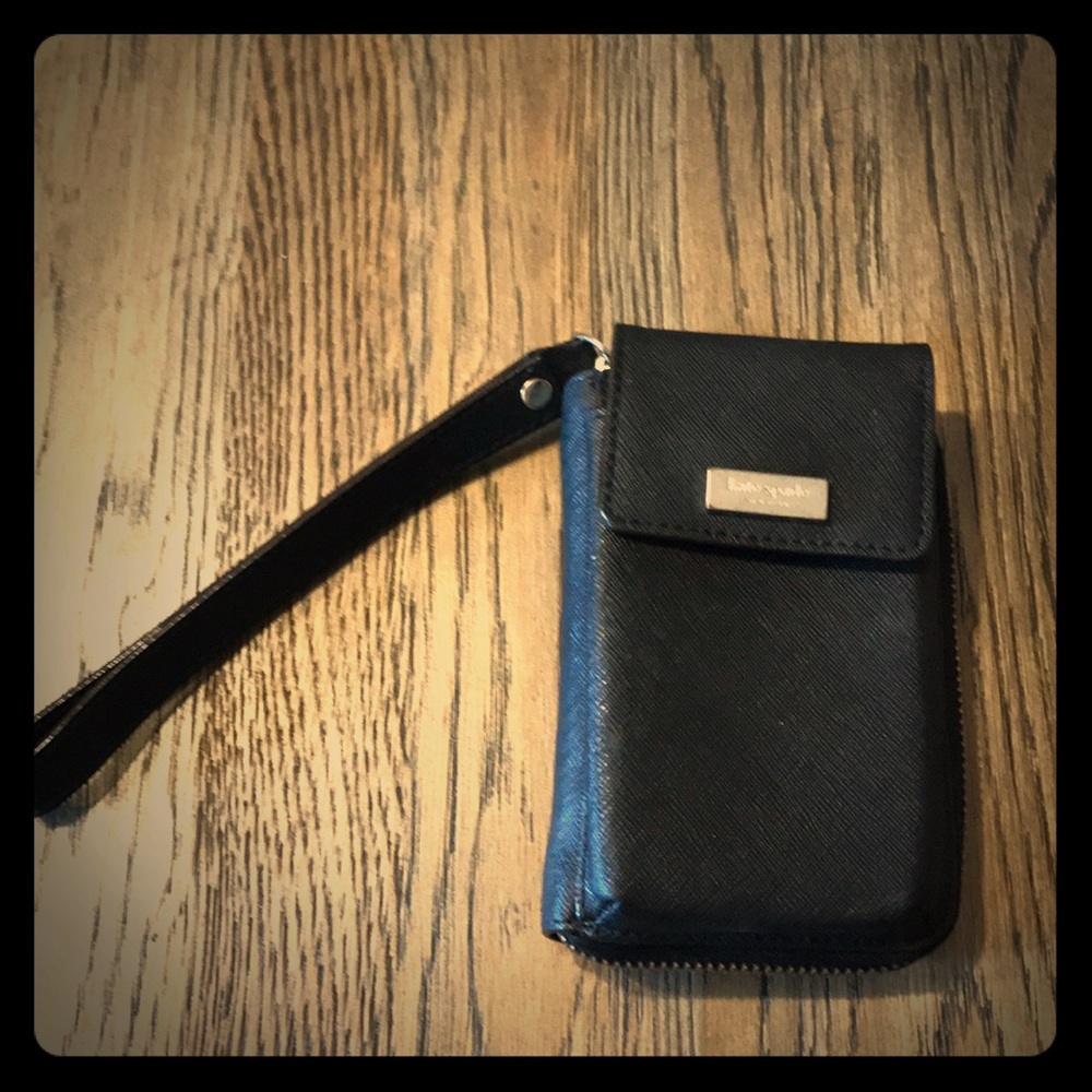 Kate spade zipper wristlet black wallet